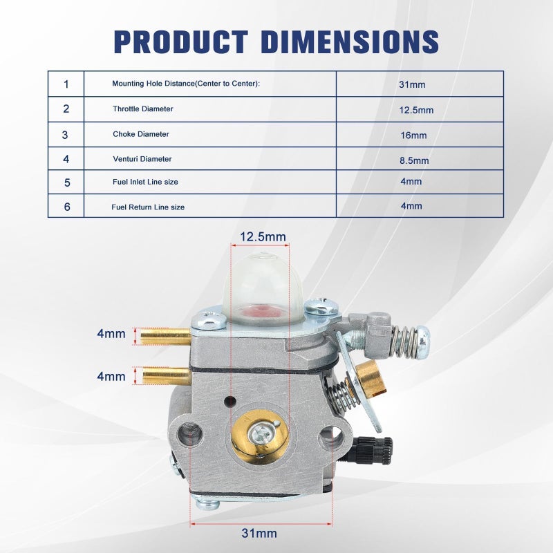 Powtol SRM 2100 Carburetor for Echo SRM 2400 SRM-2100 SRM2100 GT2000 PE2000 SRM2400 PE2400 GT2000R PPF2100 PPT2100 SRM2110 PP1200 PP800 PAS2000 String Trimmer Replace C1U-K52 - Image 3